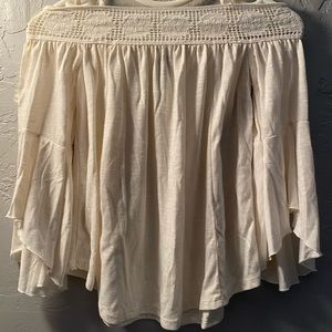 Cream off the shoulder 3/4 sleeve blouse